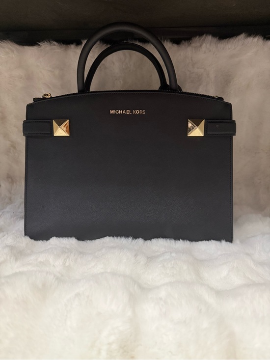Michael Kors Handbags - Michael Kors Black Saffiano Satchel with Gold Accents